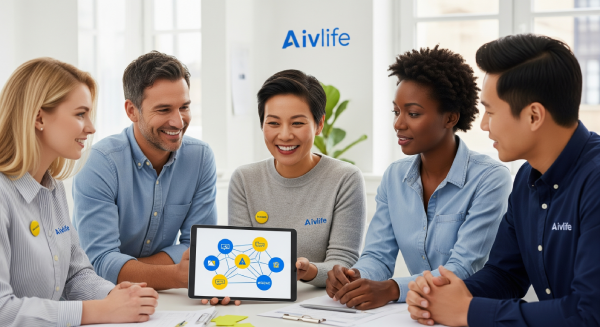 Red de personas en crecimiento como equipo de distribuidores Aivlife