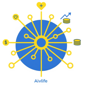 Icono de red global para el paso 4: Expande con Aivlife