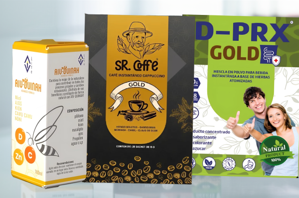 Moléculas y hojas simbolizando la innovación en productos naturales de Aivlife.