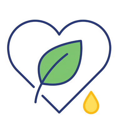 Icono de corazón y planta simbolizando Salud Óptima con Aivlife